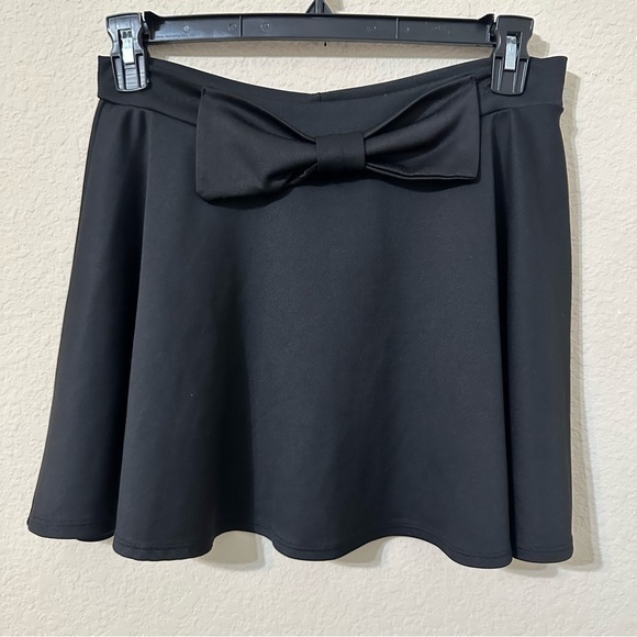Wet Seal Skirt Black Big Bow Skater Circle Retro Party Mini - Picture 1 of 4